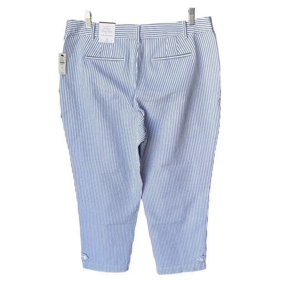 NWT Talbots Pants Womens 14 Blue White Seersucker Perfect Crop Striped Ankle - Picture 3 of 15